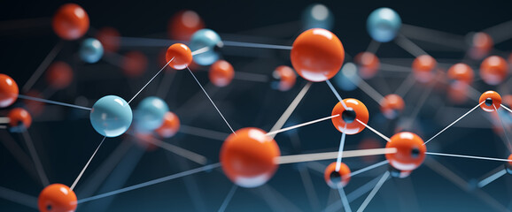 3D molecular structure in orange and blue