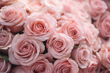 Close up of bouquets of light pink rose flowers