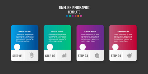 Infographic template for business. 4 Steps Modern Timeline diagram, presentation vector infographic.