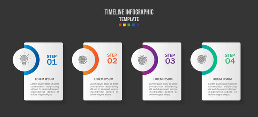 Fototapeta na wymiar Infographic template for business. 4 Steps Modern Timeline diagram, presentation vector infographic.