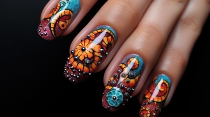 Nails in octopus pattern