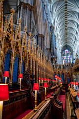 Gothic Church Westminster Abbey (Collegiate Church of St. Peter at Westminster) In London, United Kingdom - obrazy, fototapety, plakaty