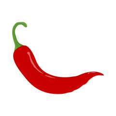 Chili pepper isolated on white background. Delicious ripe pepper whole vegetable and slices. Flat style, cartoon design