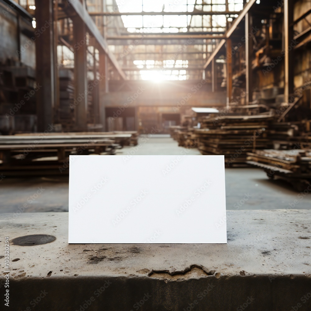 Wall mural white empty business cards mockup in industrial background generative ai