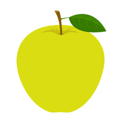 Apple green juicy fruit isolated on white background. Whole and sliced apple, flat style, cartoon design