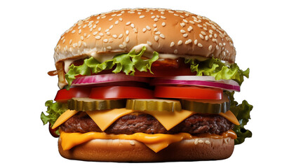 hamburger isolated on white - obrazy, fototapety, plakaty