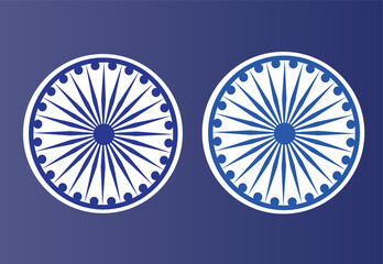 illustration vector icon of ashoka chakra in different colors easy to use and edit with blue background - Powered by Adobe