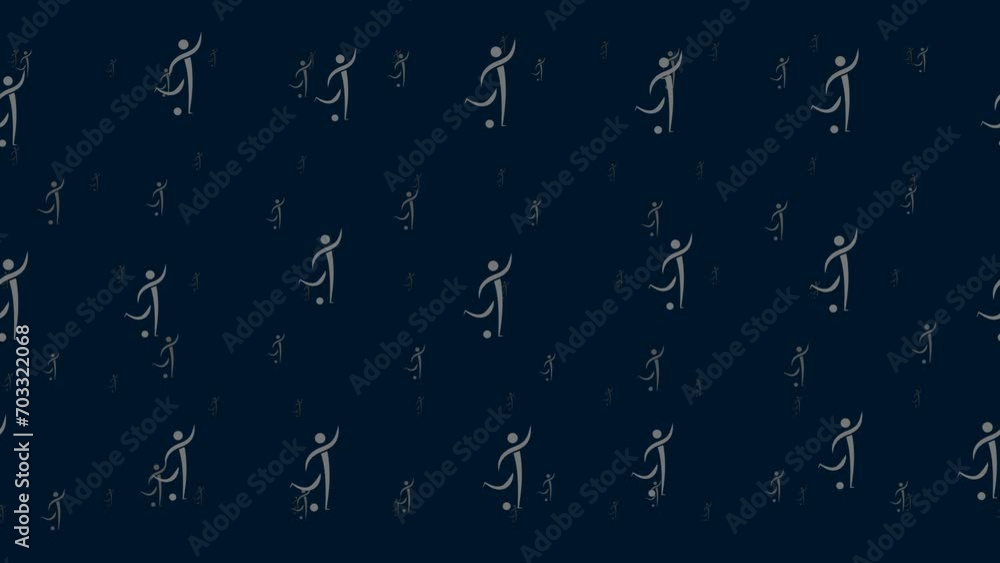 Poster football soccer symbols float horizontally from left to right. parallax fly effect. floating symbols