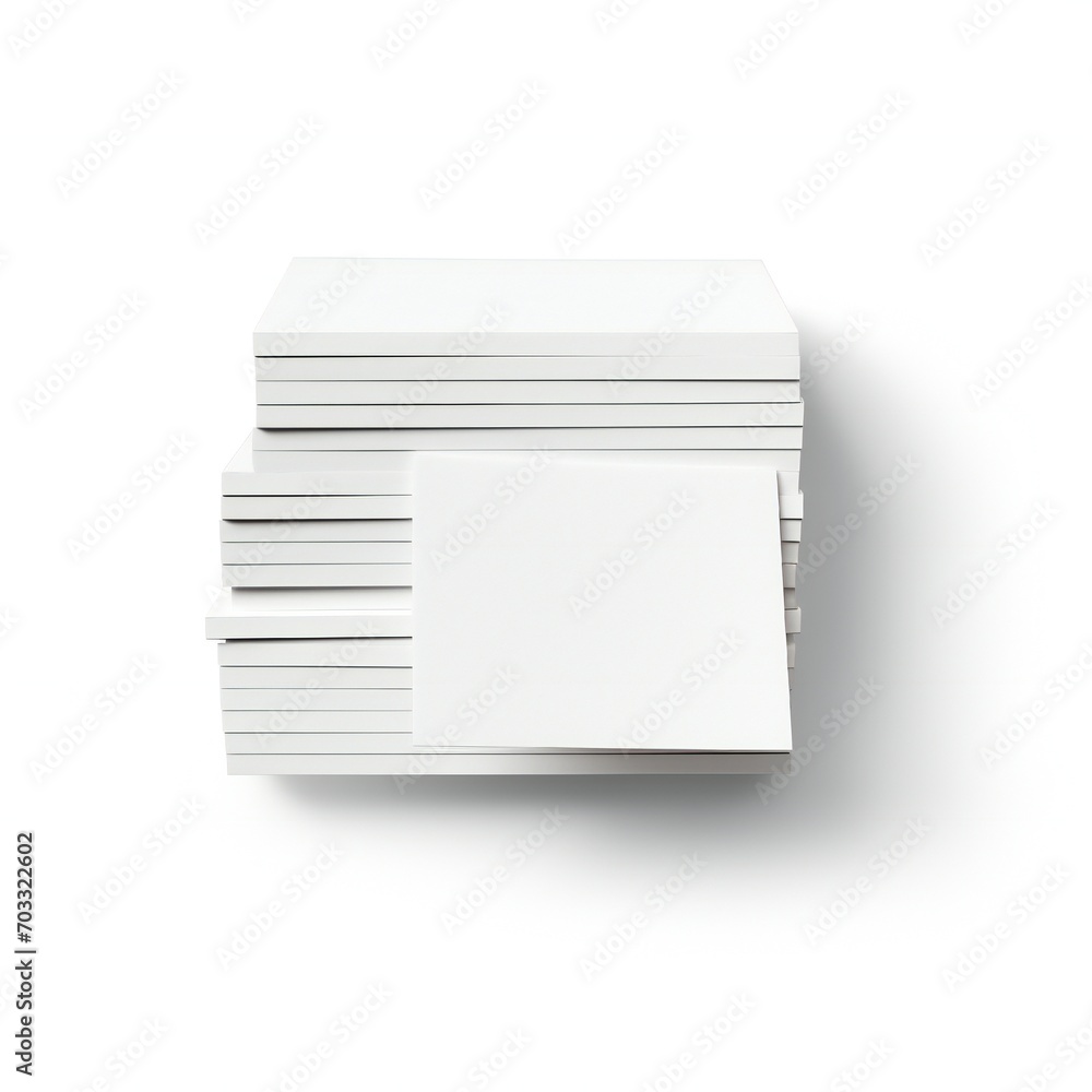 Wall mural white empty business cards stack mockup isolated on white background generative ai