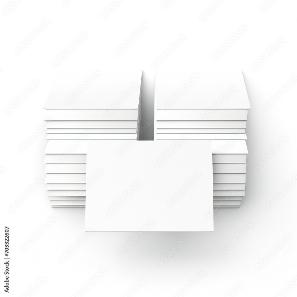 Wall mural white empty business cards stack mockup isolated on white background generative ai
