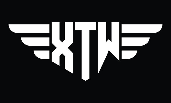 XTW three letter logo, creative wings shape logo design vector template. letter mark, word mark, monogram symbol on black & white.