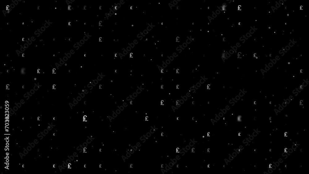 Poster template animation of evenly spaced lira symbols of different sizes and opacity. animation of transp