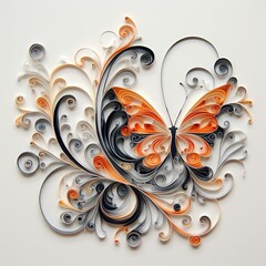 Pencil sketch butterflies paper quilling image Generative AI
