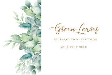 beautiful green leaves background watercolor - obrazy, fototapety, plakaty