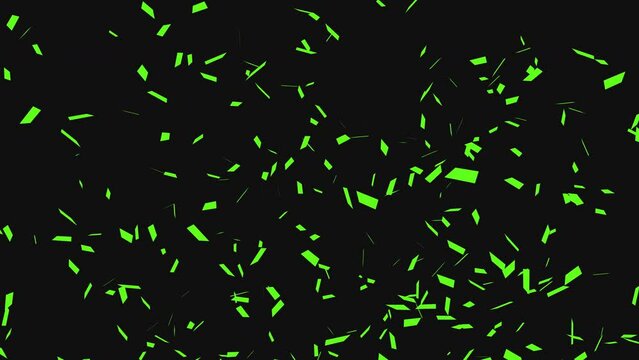 Green Confetti Party Popper Explosions on a black Background