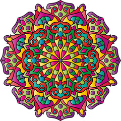 Mandala. Ethnic round ornament. Element for a coloring book cover. Vector illustration.	