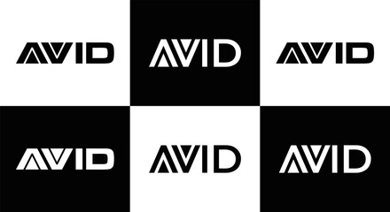 AVID logo. AVID set , A V I D design. White AVID letter. AVID, A V I D letter logo design. Initial letter AVID letter logo set, linked circle uppercase monogram logo. A V I D letter logo vector design