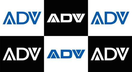 Obraz premium ADV logo. ADV set , A D V design. White ADV letter. ADV, A D V letter logo design. Initial letter ADV letter logo set, linked circle uppercase monogram logo. A D V letter logo vector design. 