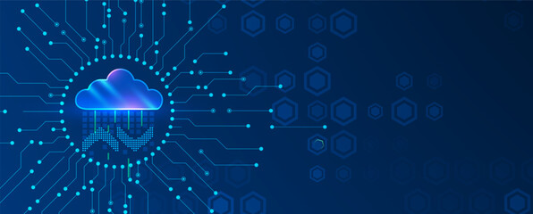 Modern cloud technology. Integrated digital web concept background