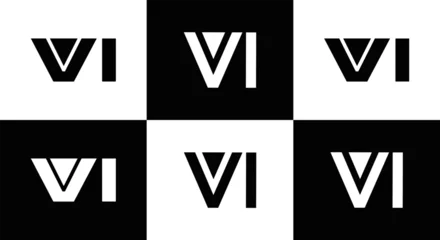 Fotobehang VI logo. VI set , V I design. White VI letter. VI, V I letter logo design. Initial letter VI letter logo set, linked circle uppercase monogram logo. V I letter logo vector design.   © MdRakibul