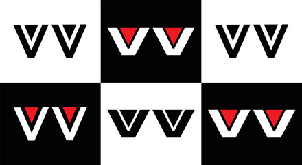 VV logo. VV set , V V design. White VV letter. VV, V V letter logo design. Initial letter VV letter logo set, linked circle uppercase monogram logo. V V letter logo vector design.	
