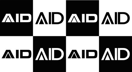Obraz premium AID logo. AID set , A I D design. White AID letter. AID, A I D letter logo design. Initial letter AID letter logo set, linked circle uppercase monogram logo. A I D letter logo vector design. 