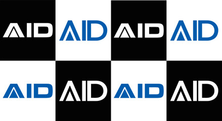 AID logo. AID set , A I D design. White AID letter. AID, A I D letter logo design. Initial letter AID letter logo set, linked circle uppercase monogram logo. A I D letter logo vector design.	
