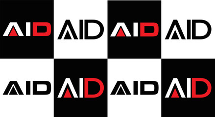 AID logo. AID set , A I D design. White AID letter. AID, A I D letter logo design. Initial letter AID letter logo set, linked circle uppercase monogram logo. A I D letter logo vector design.	
