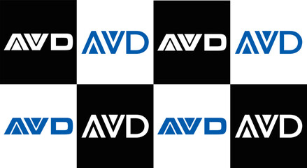 AVD logo. AVD set , A V D design. White AVD letter. AVD, A V D letter logo design. Initial letter AVD letter logo set, linked circle uppercase monogram logo. A V D letter logo vector design.	
