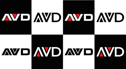 Obraz premium AVD logo. AVD set , A V D design. White AVD letter. AVD, A V D letter logo design. Initial letter AVD letter logo set, linked circle uppercase monogram logo. A V D letter logo vector design. 