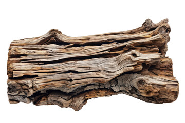 Firewood log, tree trunk cut section isolated on transparent png background, Natural brown wooden cracks. - obrazy, fototapety, plakaty