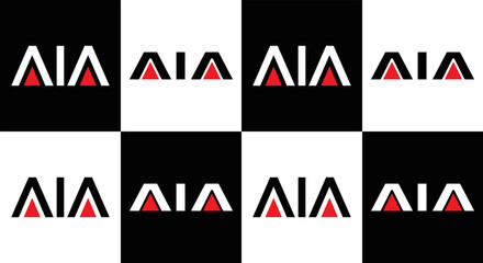 AIA logo. AIA set , A I A design. White AIA letter. AIA, A I A letter logo design. Initial letter AIA letter logo set, linked circle uppercase monogram logo. A I A letter logo vector design.	
