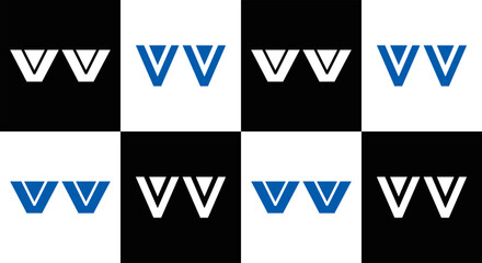 VV logo. VV set , V V design. White VV letter. VV, V V letter logo design. Initial letter VV letter logo set, linked circle uppercase monogram logo. V V letter logo vector design.	

