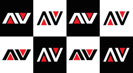 AV logo. AV set , A V design. White AV letter. AV, A V letter logo design. Initial letter AV letter logo set, linked circle uppercase monogram logo. A V letter logo vector design.	
