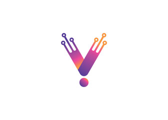 Letter Y Technology vector monogram logo design template. Letter Y molecule, Science and Bio technology Vector logo