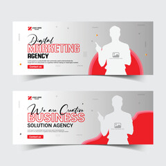 Creative digital marketing agency facebook cover design or social media cover and web banner post template