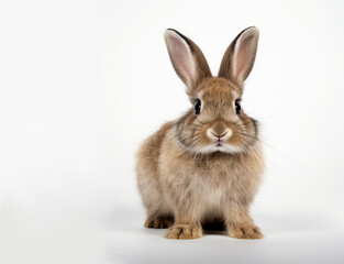 Fluffy Delight: Bunny Elegance on a White Canvas