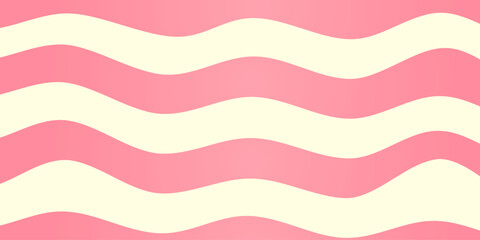 Candy striped background. Texture with pink caramel waves. Abstract striped fun pattern in 70s style - obrazy, fototapety, plakaty