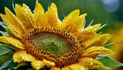 雨に濡れたひまわり