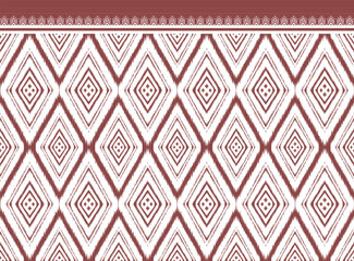 Ikat pattern brown fabric Abstract Aztec Symbol Illustration Geometric Vector Pattern Ethic Nature Native Tribal Work Background Backdrop Wallpaper Printing Textile Clothing Fashion Decoration Vintage