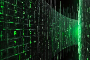 Obraz premium Digital Matrix Binary Code and Symbols Streaming Down Background. Digital Cyber Code Abstract Background.