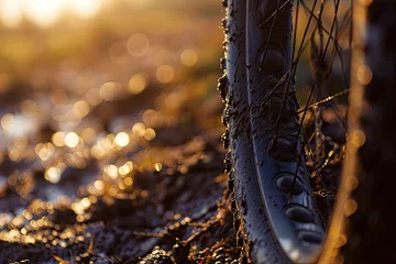 Fotobehang mountain biking, intense, close-up, muddy, spring © mariyana_117