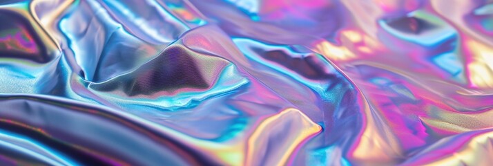 A breathtaking pastel holographic fabric background is captured in a photo, featuring holography and iridescence web banner