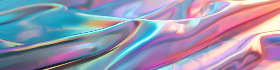 A breathtaking pastel holographic fabric background is captured in a photo, featuring holography and iridescence web banner - obrazy, fototapety, plakaty