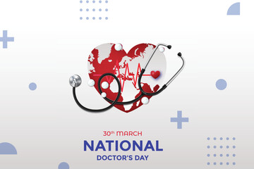 Free vector realistic national doctor's day background with stethoscope and world map