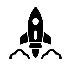 Rocket ship taking off vektor icon illustation