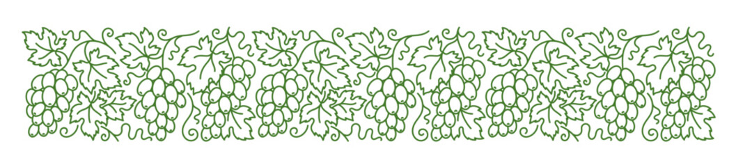 Grape vine pattern. Grape branches and leaves. Editable outline stroke. Vector line. © Ilia