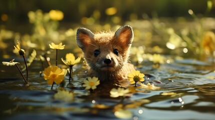 dog in the water