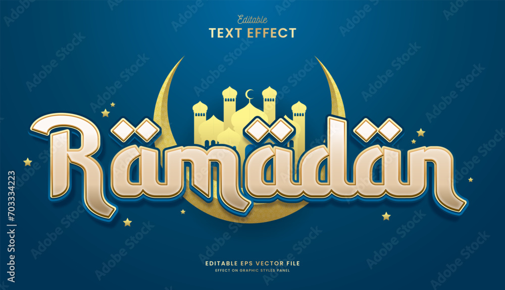Poster decorative ramadan editable text effect vector design