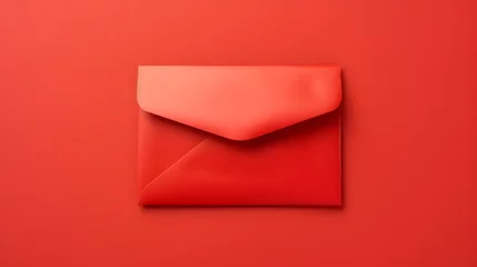 Foto op Canvas A red envelope, vertical style, holding by hand isolated on red background. Hongbao packet for lucky money gift in Chinese lunar, new year on January month, wedding red packet. © Ziyan Yang
